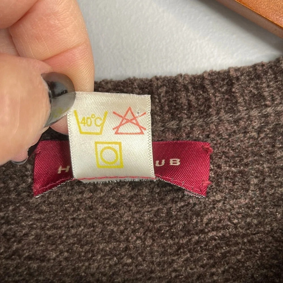 VINTAGE 90’s Mens Hunt Club Chenille Argyle V-Neck Sweater Brown Mix Preppy M - Picture 8 of 10